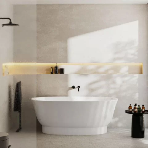 Cada freestanding compozit Coloana Molly 160x81 cm alb mat