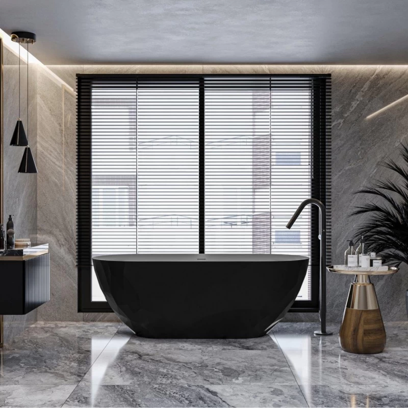 Cada freestanding compozit Coloana Sapfire 165x76 cm negru mat