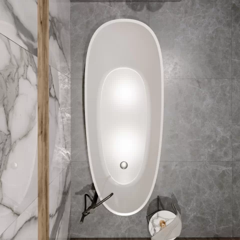 Cada freestanding compozit Coloana Marina 174.5x72.5 cm alb lucios
