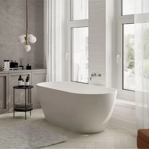 Cada freestanding compozit Coloana Greenland 168x80.5 cm alb mat