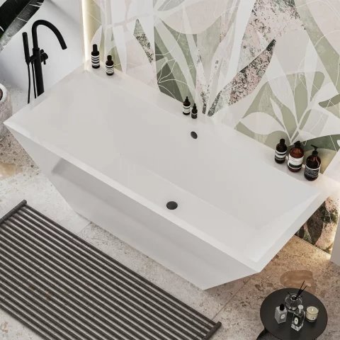 Cada freestanding compozit Coloana Temza 179.2x79.6 cm alb lucios