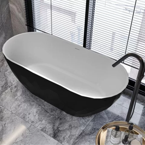 Cada freestanding compozit Coloana Sapfire 165x76 cm negru mat