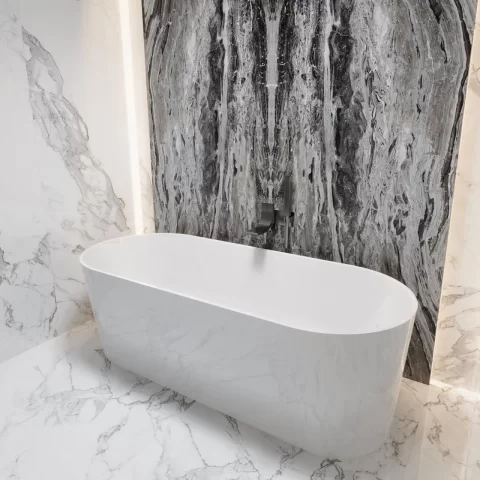 Cada freestanding compozit Coloana Providence 170x70 cm alb lucios