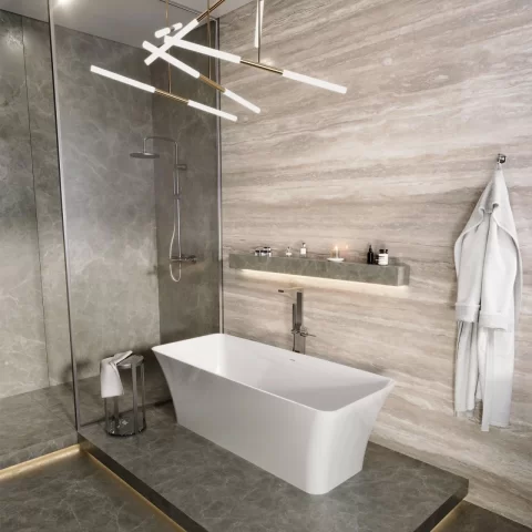 Cada freestanding compozit Coloana Bonita 180x75.5 cm alb mat