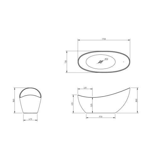 Cada freestanding Coloana Eva 175x73 cm acril alb