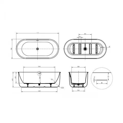 Cada freestanding Coloana Celestia 170x78 cm acril alb