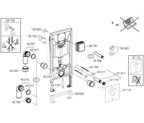 Promo GROHE Pachet rezervor incastrat Solido Rimless, Clapeta arena Cosmo, vas wc Bau Ceramic si capac, alb