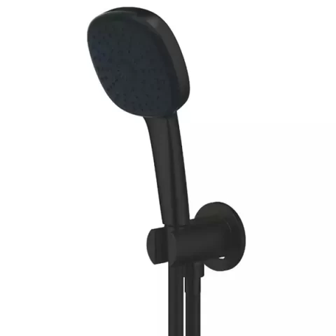 Set de dus fix si mobil incastrata, cu baterie monocomanda, negru mat, Grohe Cubeo cu Tempesta 250