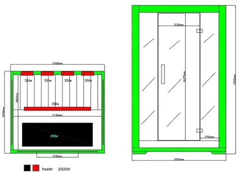Sauna uscata cu Infrarosu + Carbon - Magneziu Sanotechnik FUTURE 2 persoane cu 6 rezistente 120x105xH190