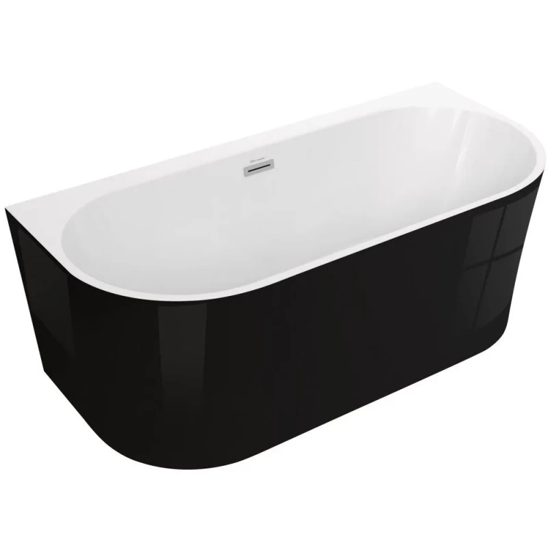 Cada freestanding semirotunda Spatio Sola acril 160x75 cm, negru lucios