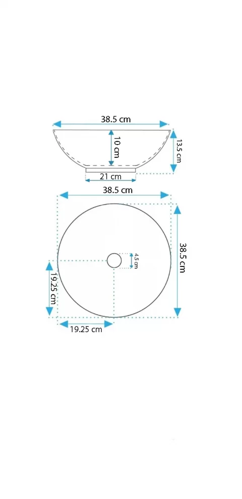 Lavoar pe blat rotund ceramic alb - A435H