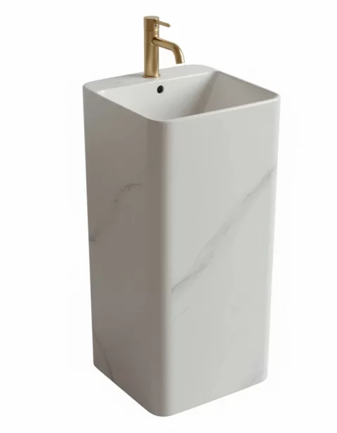 Lavoar freestanding ceramic H15-CUG01-M – design pătrat marmorat