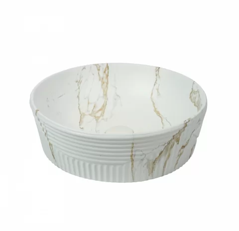Lavoar ceramic rotund A747-P841M cu design marmorat