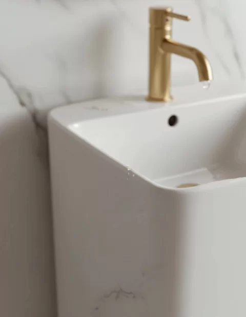 Lavoar freestanding ceramic H15-CUG01-M – design pătrat marmorat