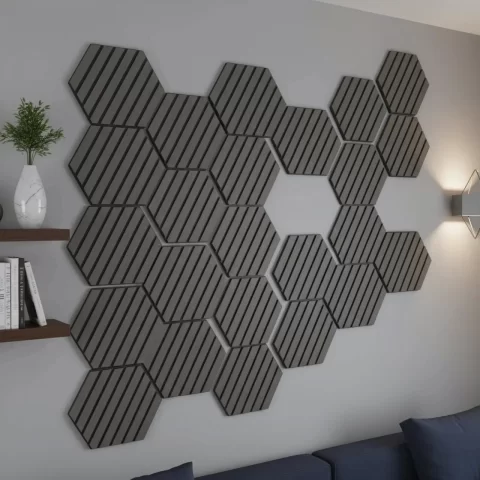 Panou riflaj decorativ, hexagonal - Antracit Mat XYPT-05