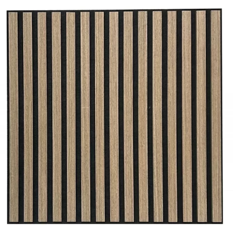 Panou riflaj decorativ XYPT-13 – lamele verticale nuc închis pe bază neagră