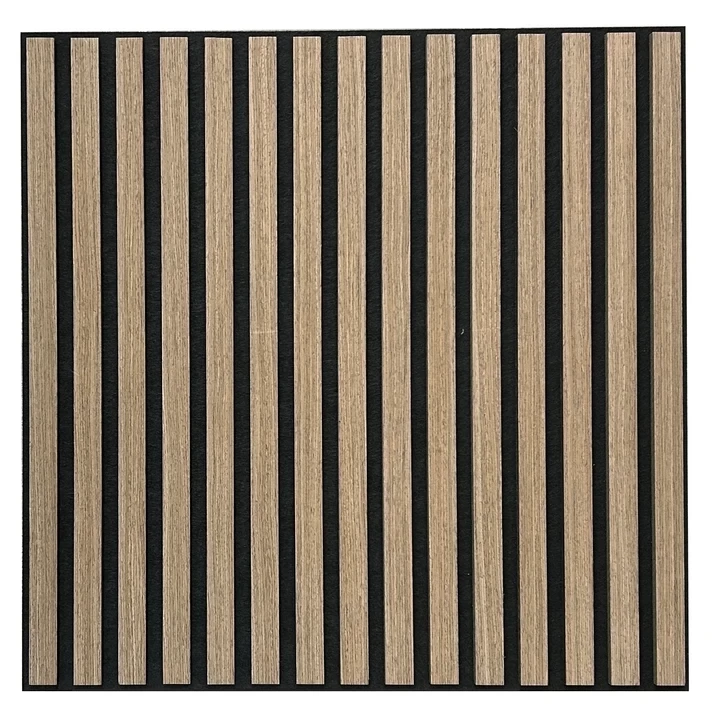 Panou riflaj decorativ XYPT-13 – lamele verticale nuc închis pe bază neagră