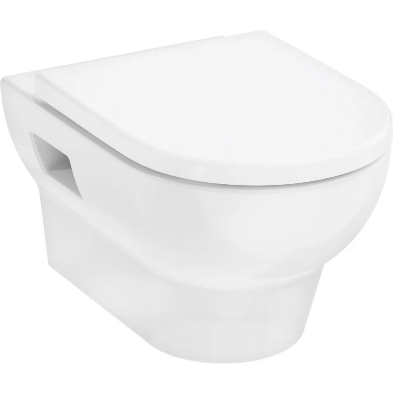 Vas wc Hansgrohe GladeLake S cu capac soft-close suspendat fără margine alb lucios