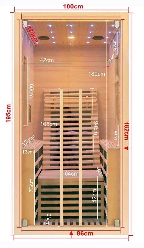 Sauna Sanotechnik Carbon 1 brad canadian 130x100xH195 cm LED Starlight 