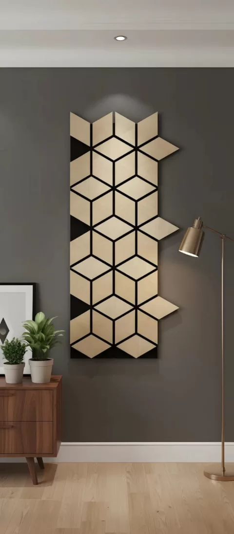 PANOU RIFLAJ DECORATIV CUBIC WOOD - STEJAR NATUR XYPT-12