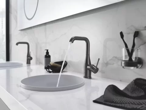 Baterie lavoar Grohe Essence, marimea L, ventil, mat, grafit