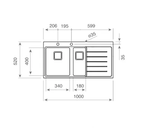 Chiuveta din inox Teka, 1000 x 520 mm, PureLine, Picurator dreapta, inox