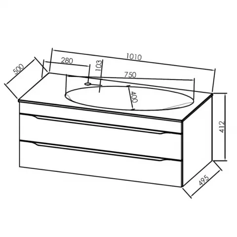 Set PROMO dulap suspendat si lavoar, Kolpasan, Malaya, 101 cm, stejar natur