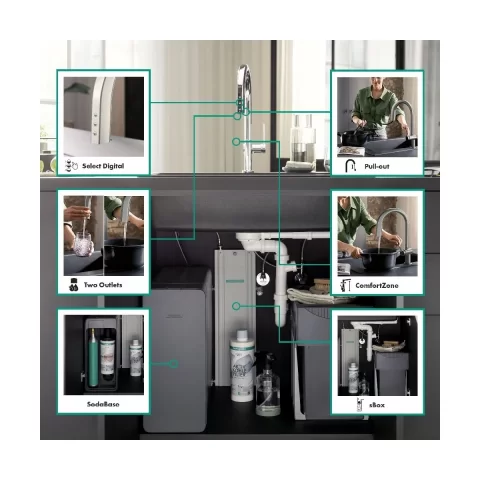 Hansgrohe Aqittura M91 baterie de bucatarie cu filtru pe picior oţel inoxidabil 76836800