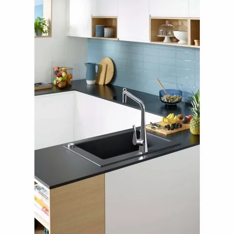 Chiuveta compozit Hansgrohe S51 SilicaTec negru grafit 77x51 cm
