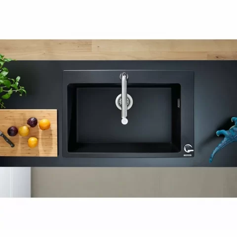 Chiuveta compozit Hansgrohe S51 SilicaTec negru grafit 77x51 cm