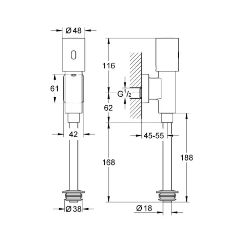 Baterie Grohe Tectron electronică pentru infraroșu pentru pisoar StarLight Chrome 37421000