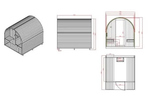 ISLAND XL - Sauna Finalndeza pentru exterior, 189 x 220 x 191.5cm