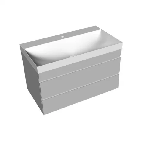 Set mobilier suspendat si lavoar, Kolpasan, Naomi, 80 cm, dark concrete