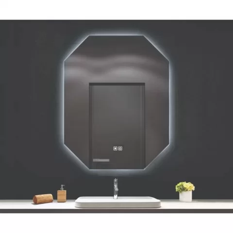 Oglindă, Fluminia, Turner Ambient 60, 8 laturi, cu iluminare LED, 3 culori, dezaburire