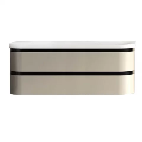 Set mobilier suspendat si lavoar, Kolpasan, Vittoria, 120 cm, beige mat