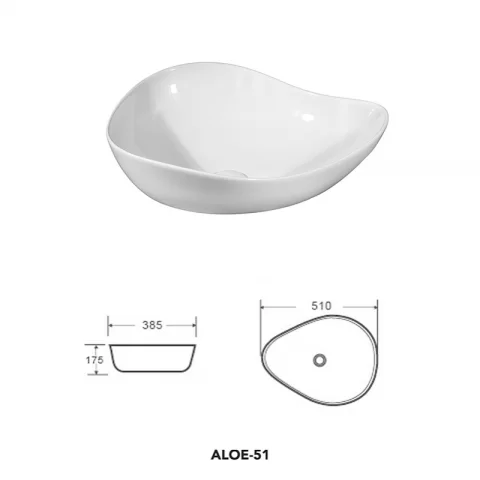 Lavoar pe blat, Fluminia, Aloe-51, amorf, 51 x 40 cm, alb