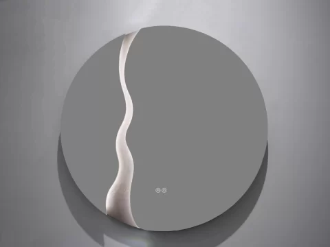 Oglinda baie LED ⌀70 cm rotunda, 3 nuante de lumina, dezaburire si touch control 