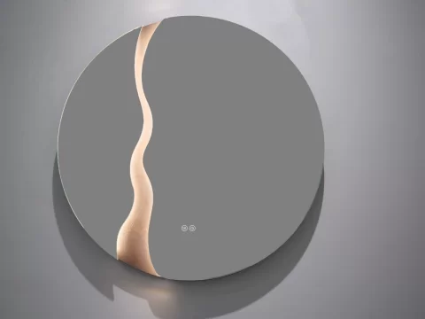 Oglinda baie LED ⌀70 cm rotunda, 3 nuante de lumina, dezaburire si touch control 
