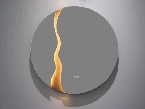 Oglinda baie LED ⌀70 cm rotunda, 3 nuante de lumina, dezaburire si touch control 