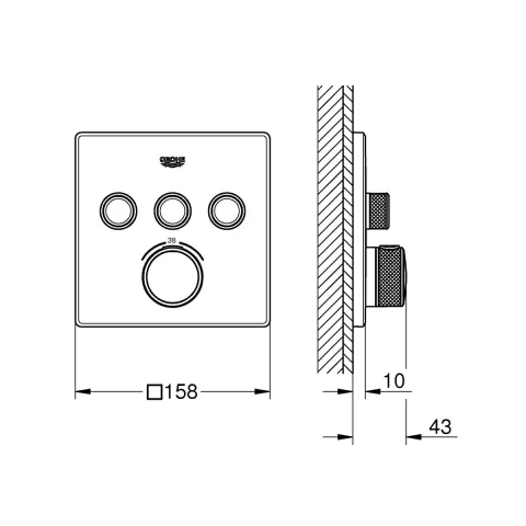 Grohe Grohtherm SmartControl baterie cadă-duș ascuns cu termostat Brushed Hard Graphite