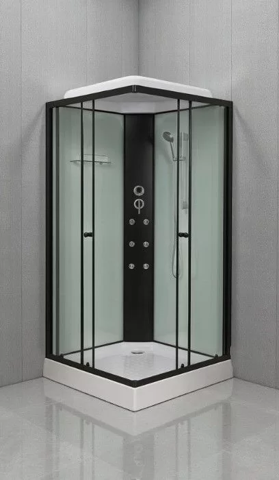 Cabina de dus completa, negru, 100x100x215cm