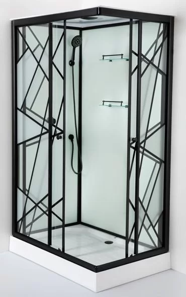 Cabina de dus completa, negru, 120x80x215cm 