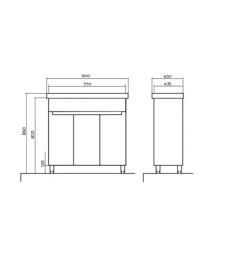 Set mobilier baie pe pardoseala 80 cm, model Omega cu lavoar ceramic