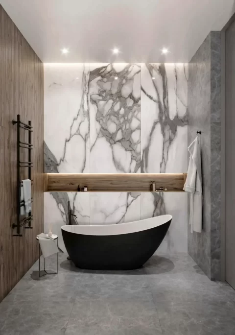 Cada freestanding compozit Coloana Marina 174.5x72.5 cm negru mat