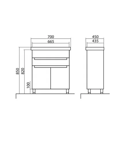 Set mobilier baie pe pardoseala 70 cm, model Omega cu lavoar ceramic