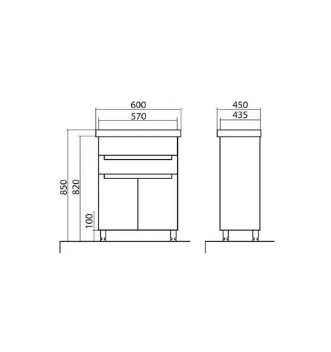 Set mobilier baie pe pardoseala 60 cm, model Omega cu lavoar ceramic