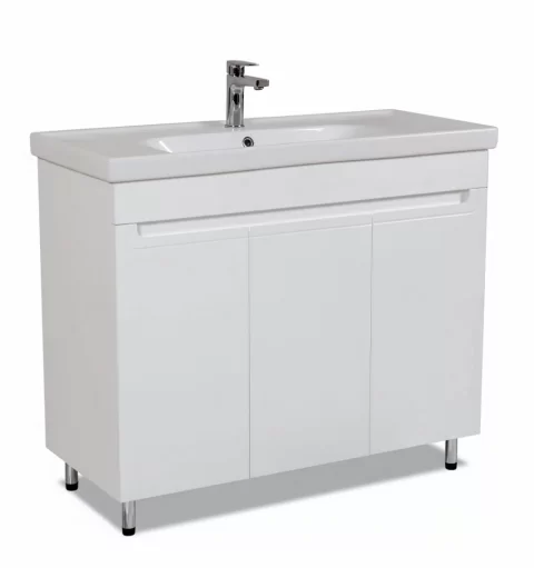 Set mobilier baie pe pardoseala 100 cm, model Omega cu lavoar ceramic