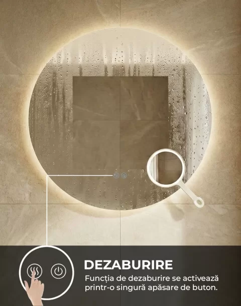 Oglinda baie LED 80 cm cu tehnologie COB si functie de dezaburire