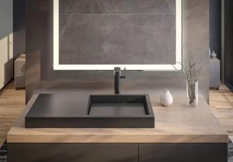 Lavoar baie incastrat, negru mat Roca Horizon 60x38 cm