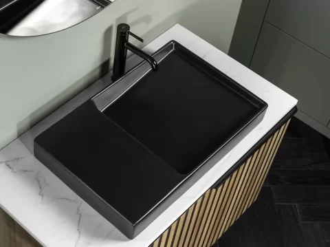Lavoar baie pe blat, negru mat Roca Horizon 60x38 cm